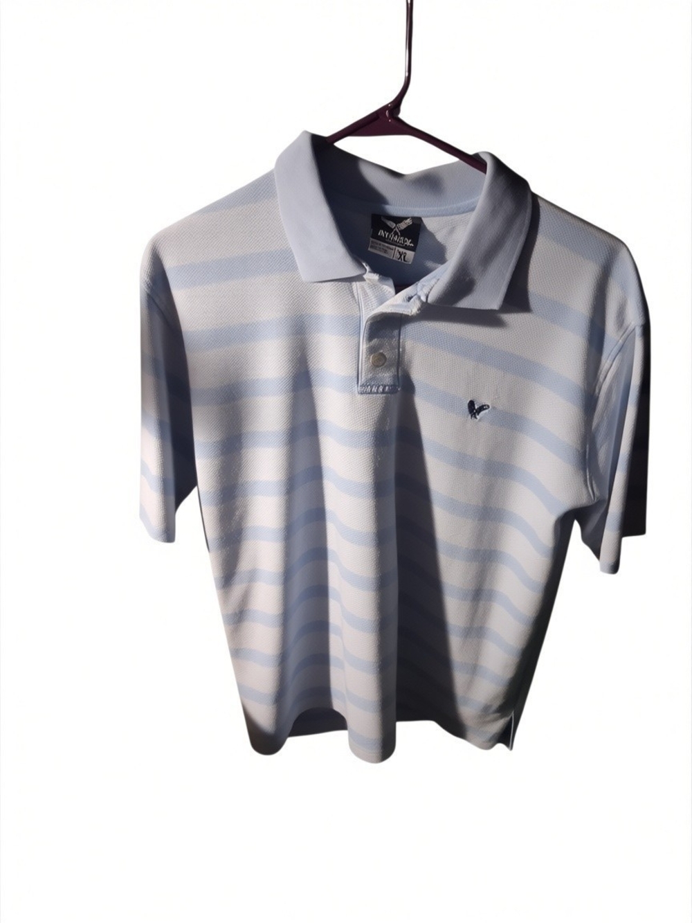 Avirex Pale Blue and White Striped Polo Shirt